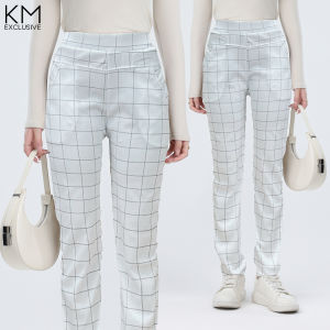 KM Sierra Slim Cut Women Checkered Pattern Pants [P7027]