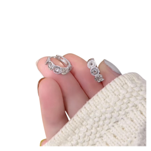 Neo-Chinese Style Earrings Ice-like Lucky Charm Copper Coin Ear Clips Exquisite and Versatile Niche Design Earrings Copper Lucky Charm Earrings Fashion Earrings