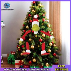Winnereco Christmas Party Supplies 5PCS Grinch Themed Arm Leg Head Ornaments Holder for Xmas Tree Decor