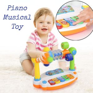 Baby Rotating Music Piano Toy Kids Activity Table Educational Toy with Light Sound for Early Learning
