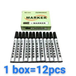 HTF COD 12Pcs Permanent Marker Pens-Bullet Tip Black Markers for School and Office Stationery