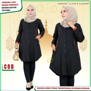 Baju Atasan tunik Polos Wanita  Remaja Bahan katun Toyobo kancing Depan Premium Busui Kekinian B9