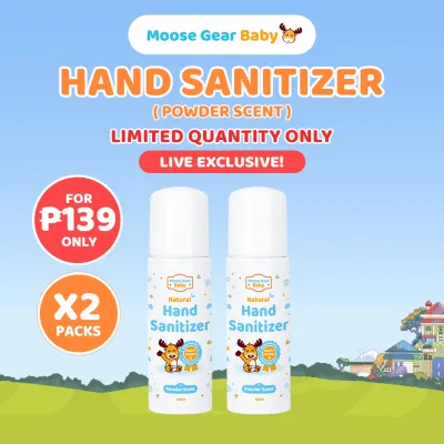 Moose Gear Baby Hand Sanitizer 60ml 2PCS Powder Scent Gentle Formula Travel Friendly