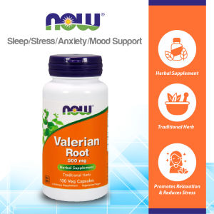 NOW FOODS Supplements Valerian Root (Valeriana officinalis) 500 mg Herbal Supplement 100 Veg Capsules