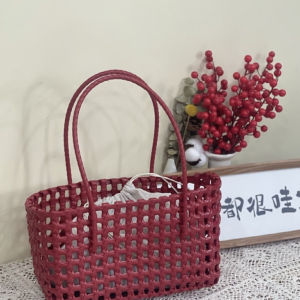 Plastic Hollow Weave Bag Countryside Style Large Capacity Beach Tote Bag Bucket Bag Bohemian Style Woman PVC Handbag Summer2026