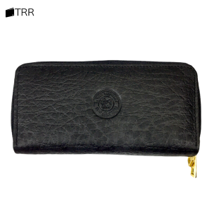 THAILEATHERGOODS กระเป๋าสตางค์หนังวัวแท้ (ลายหนังช้าง) ทรงยาว กระเป๋าตังค์ ซิปรอบคู่
