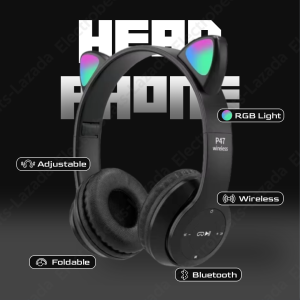 P47M Cat Ear Headphones Macarons Color with RGB LED Light HiFi Wireless Bluetooth Earphone Headset Cute Girl Earphones