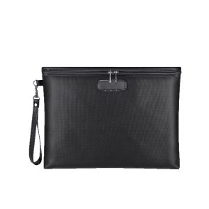 ANBIHE Waterproof Code Lock Fireproof Document Bag Heat-resistant with Lock Zipper Cash Pouch Multi-functional 10 Card Slots Safety File Folder Home