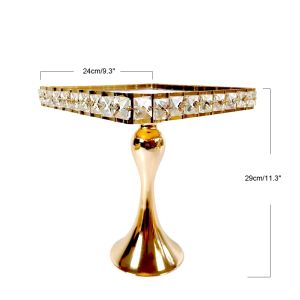 1-3Pcs/lot Silver&Gold Metal Dessert Table Display Square Style Crystal Fruit Candy Donut Plate Serving Tray Platter for Party