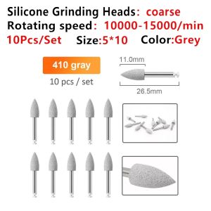 10pcs/bag Dental Silicone Grinding Heads Polishing Burs Kit for Low Speed Contra Angle Handpiece Dentistry Instrument