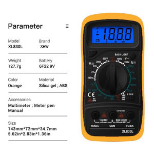 HT123 Digital Multimeter 600V AC/DC Automatic Counts High-Precision Anti-Burning Smart LCD Digital