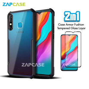 Casing Infinix Hot 8 Armor Fushion Case Free Tempered Glass