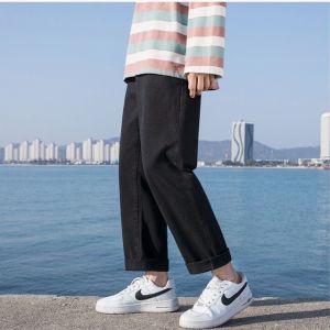 Summer mens jeans Korea fashion panlalaki kaswal na tuwid na binti maluwag na maong