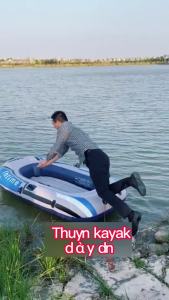 Thuyền hơi thuyền phao xuồng bơm câu cá INTIME 3-4 người lớn dày rộng cao cấp chắc chắn