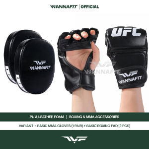 WANNAFIT Paket Sarung Tinju MMA Dan Sepasang Bantalan Tinju | Alat Latihan Olahraga Boxing MMA Muay Thai Taekwondo