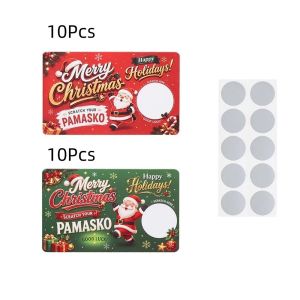 MAOMEI 10/20Pcs Viết tay Thẻ cào Giáng sinh Tự cào Lớp phủ không trong suốt. Phiếu quà tặng cho tiệc Giáng sinh Vé thưởng Tự thiết kế theo ý muốn. Bộ thẻ trò chơi tương tác chủ đề Giáng sinh. Trang trí Giáng sinh