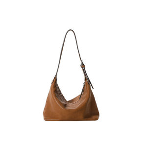 Classic bag made of genuine vegetable-tanned cowhide hobo Versatile niche casual shoulder and crossbody commuter bag simple dumpling style
