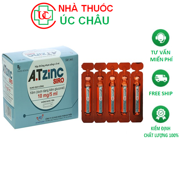 Dung dịch uống bổ sung kẽm A.T Zinc 5ml (Hộp 30 ống)