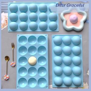Ditur แม่พิมพ์ซิลิโคนทรงกลมครึ่งวงกลม3D ลูกบอลสำหรับอบขนมพุดดิ้งมูสช็อคโกแลตเป็นมิตรกับสิ่งแวดล้อมอุปกรณ์เสริมในครัว