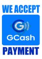 Laminated Signage - We Accept Gcash Payment Bills Payment GCASH Rates Cash In Cash Out Load Available Here Sign. 