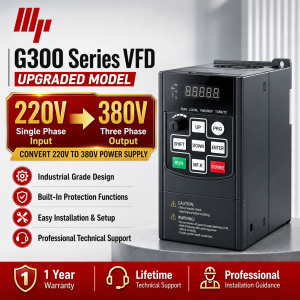 Wolfpower G300 220V input TO 380V output Economical VFD Variable Frequency Drive Converter Inverter 0.75KW/1.5KW/ 2.2KW/4KW Motor Speed Controller Frequency Converter