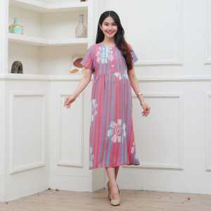 Achsa - Daster Rayon Motif Lukis Busui Kancing Depan LD 110 cm PB 115 cm