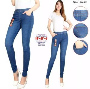 Celana Jeans Jumbo - Legging Jeans Wanita - Celana Jeans Wanita Pinggang Karet Terbaru