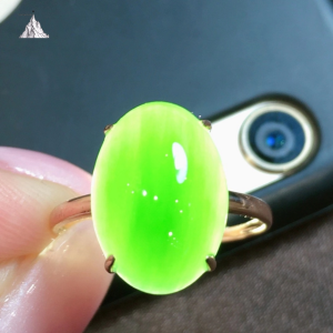 Montagne Jewelry Natural Grade A Green Jade Fine Jewellery 18k Pure Rose Gold Four-Claw Elegant Ring