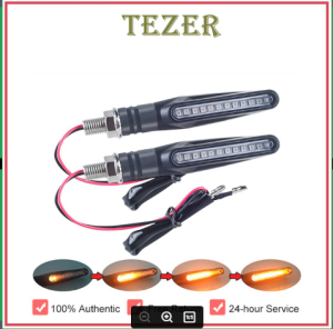 TEZER 2Pcs LED Motorcycle Turn Signals Light 12 SMD Tail Flasher Flowing Water Blinker IP68 Bendable Motorcycle Flashing Lights