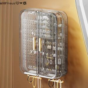WP💓💛💖 Wall-Mounted Large Capacity Jewelry Storage Box Earring Necklace Display Stand Elegant Ornate Jewelry Holder Nordic Style