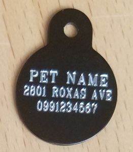 Engraved pet tag -- Small Circle