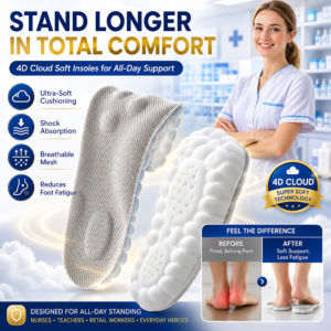 Cloud Shoe Insoles Orthotic Arch Support 4D Super Soft Breathable Natural Latex Cushion Shock Absorption Sport Running Basketball Gym Insoles