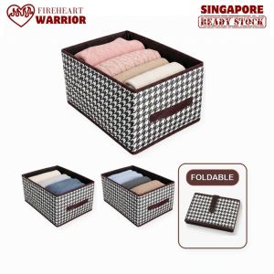 【Fireheart Warrior】 Foldable Houndstooth Clothes Storage Box / Underwear & Pants Organiser / Stackable Closet Storage
