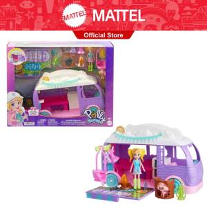 Polly Pocket Glamping Camper Van Doll & Pet Playset Camping & Food Accessories Travel Toy