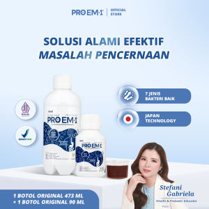 PRO EM1 Paket 1 Botol Original 473ml dan 1  Botol Original 90ml | Suplemen Probiotik | Anak Dewasa Lansia Bebas Gula | Bakteri baik Untuk Pencerenaan | Imun | Maag | Gerd | Usus | Sembelit
