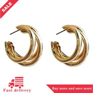 [COD] 1Pair Minimal Design Metal Exaggerated Geometric Ear Stud Earrings For Women Girls Fashion Temperament Jewelry Party Simple Accessories