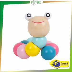 FH-M331 Mainan Edukasi Anak Ulat Kayu Lucu Warna Warni / Mini Wooden Caterpillar / Mini Worm Colorful Wooden Toys / Mainan Kayu Anak