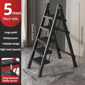 3/4/5-Step Foldable Step Ladder | Heavy Duty Carbon Steel Thickened Herringbone Ladder | Anti-Slip Portable Home Stool