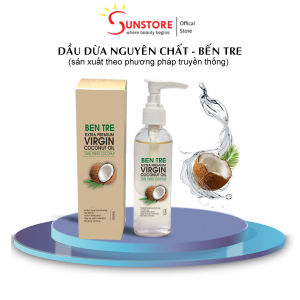 Dầu Dừa nguyên chất 100% nhà nấu lọ 100ml dưỡng da tóc làm dài và dày lông mi giúp ẩm môi hồng tự nhiên mờ rạn da cho mẹ bỉm sửa - sunstore17