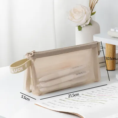 Tas Pensil Transparan Jaring Resleting Aesthetic Kapasitas Besar Tempat Alat Tulis Bisa Tas Kosmetik Untuk Pelajar Sekolah