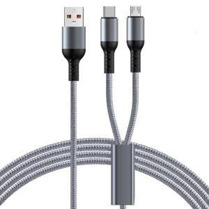 2 in 1 USB A to Type-C and 5 Pin USB 66W Fast Charging Cable Multi Charging Cable Data Cord Power 2 Devices at Once
