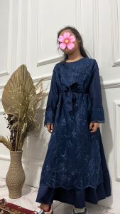 gamis anak perempuan terbaru 2023 kombinasi tile mutiara RAYNA KIDS untuk umur 4-11 tahun