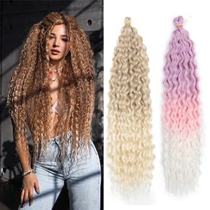 RXHWF Stylish 22INCH Party Pink Women African Heat Resistant Fiber Soft Brazilian Braids Afro Curls Ombre Marly Hair Synthetic Crochet Hair Kinky Curly Hair Deep Wave Wig