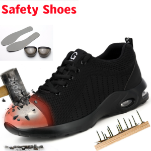 GRAEAE （Black COD 3 Days Delivery） Smash-proof Protective Shoes Low-cut Smash-proof Safety Shoes Oil-resistant Acid-base Super-fiber Work Shoes Men Women