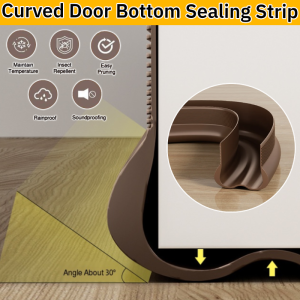 Curved Door Bottom Sealing Strip Mute Windproof Sticker Flexible Door Gap Bottom Seal Door Bottom Insect-Blocking Seal Strip