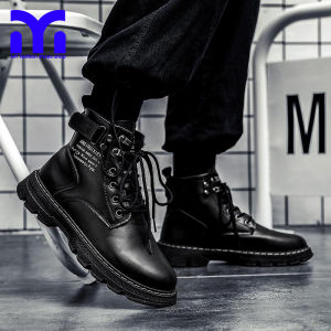 Black Leather Boots for Men British Cowboy Boots Comfortable Anti-slip and Waterproof Outdoor HighCut Shoes Non-slip Riding Boots Mn Boots
