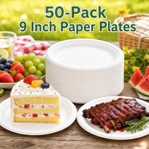 50pcs Thick Cornstarch Plate 9 inches 100% biodegradable compostable eco friendly 7" 9" paper plate