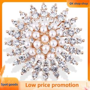 ✨QK shop✨ Rhinestone Flower Brooches Pearl Classic Brooch Pins Women Jewelry Accessories