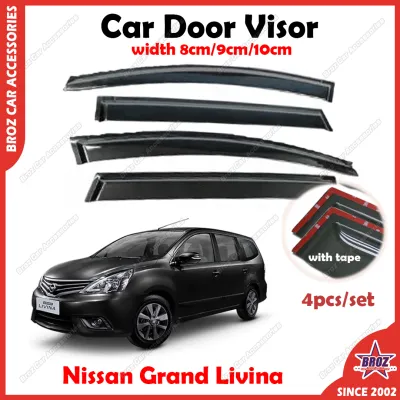 Air Press Window Door Visor Wind Deflector Kening Tingkap Kereta Accessories Car Acc for Nissan Livina - Small Design 8cm (4PCS/SET)