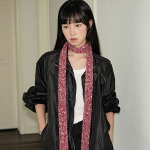 BAIXL khăn quàng cổ nữ cao cấp Harajuku Khăn quàng cổ nữ CAY Y2K Mềm Khăn Quàng dài hẹp Đơn giản Mỏng Khăn Quàng Cổ Dệt Kim sang trọng Cô Gái